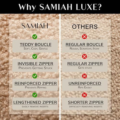 SAMIAH LUXE Brown Teddy Boucle Pillow Covers 18x18 2pcs for Home Living Room Decor, Sherpa Textured Decorative Throw Pillow Covers for Boho Decor, Square Throw Cushion Euro Shams for Modern Farmhouse