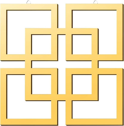 flangairy 2 Piece Gold Geometric Wall Mirrors, 11.8 Inch Wooden Frame Acrylic Mirror Decor for Bathroom Bedroom Living Room Modern Farmhouse Home Decorations