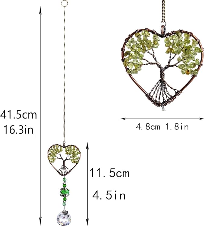 H&D HYALINE & DORA Tree of Life Car Rearview Mirror Hanging Ornament Pendant Accessories Fengshui Suncatcher (Green)