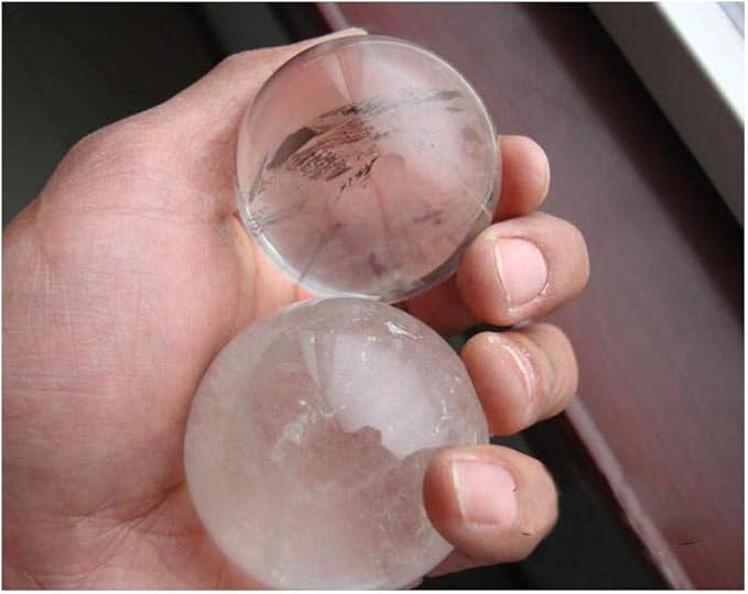 StoneStory Natural Clear Quartz Healing Crystal Sphere Ball for Reiki Balancing Meditation Energy Home and Office Decoration (6.8-7.3cm, White Crystal)