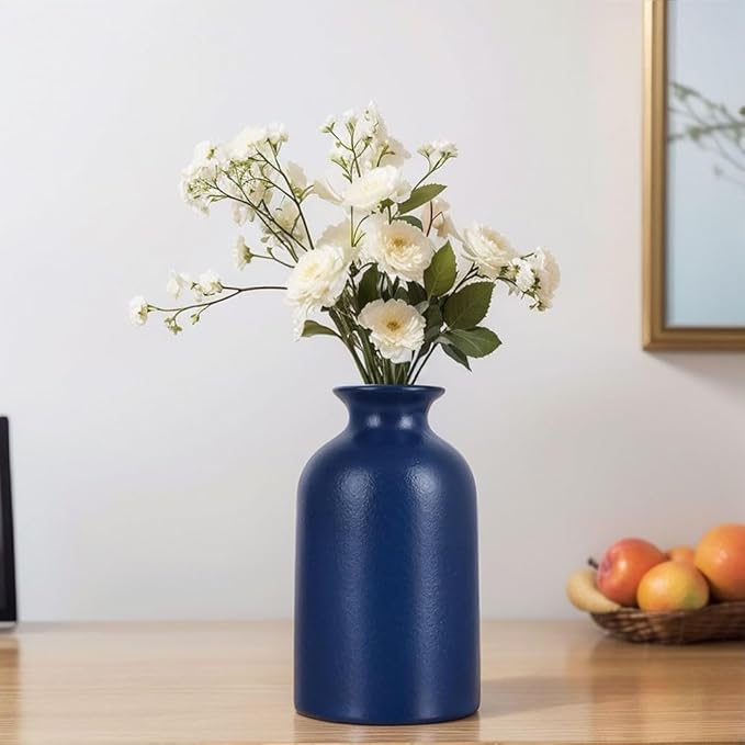 Blue Bud Vases Set of 6 - Mini Blue Ceramic Vases for Flowers, Modern Bud Vase for Table Decor, Boho Small Vase for Home Decor, Centerpieces in Bulk for Wedding, Home, Table, Party Decor