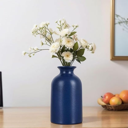 Blue Bud Vases Set of 6 - Mini Blue Ceramic Vases for Flowers, Modern Bud Vase for Table Decor, Boho Small Vase for Home Decor, Centerpieces in Bulk for Wedding, Home, Table, Party Decor