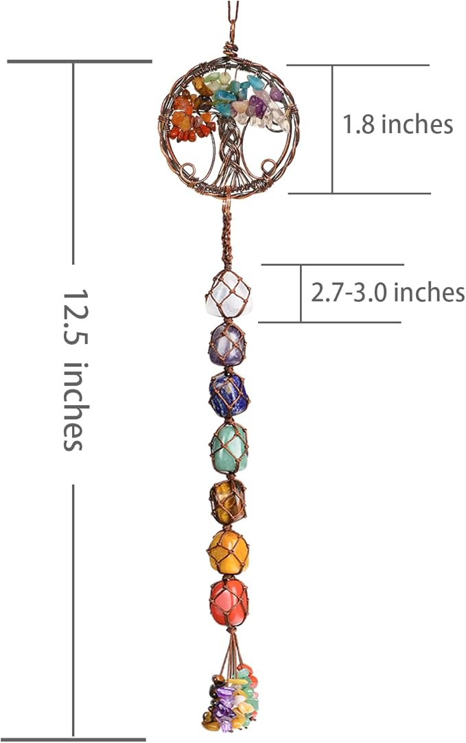 Anjiucc Handmade Crystal Window Car Hanging Ornaments 7 Chakra Home Ornament Yoga Meditation Car Decoration（A-Style 12）