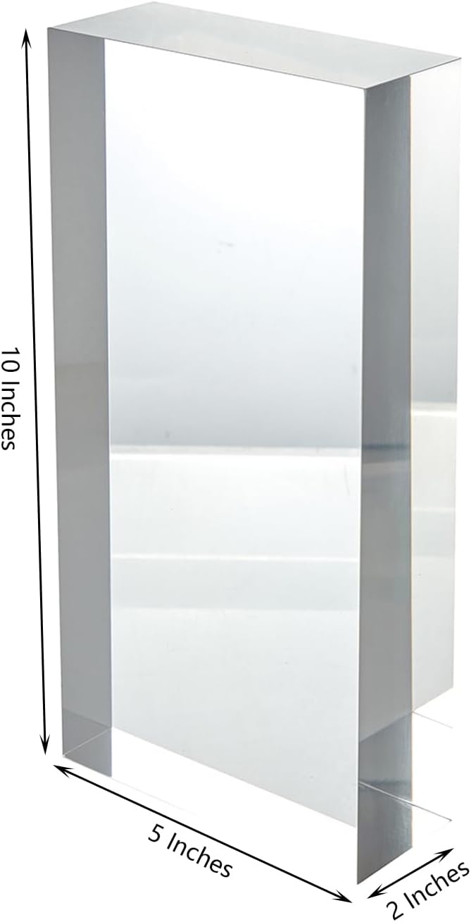 CiaoHER 2in Thickness Solid Acrylic Cube Display Block Clear Polished Pedestal Stand Riser Solid Base 2" x 5" x 10", 1 Pack