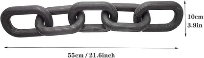 Hanlin Wood Chain Link Decor - Hand Carved Boho Decorative Wood Chain, Farmhouse Decor, Sustainable Pine, Coffee Table Decor, Shelf Decor, for Home Living Room (Black)