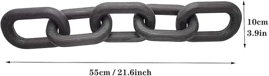 Hanlin Wood Chain Link Decor - Hand Carved Boho Decorative Wood Chain, Farmhouse Decor, Sustainable Pine, Coffee Table Decor, Shelf Decor, for Home Living Room (Black)