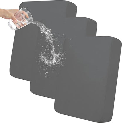 Easy-Going 100% Waterproof Chair Sofa Seat Cushion Slipcovers Couch Cushion Cover Stretch Furniture Protector for Kids, Pets (3-Piece Sofa Cushion, Gray)