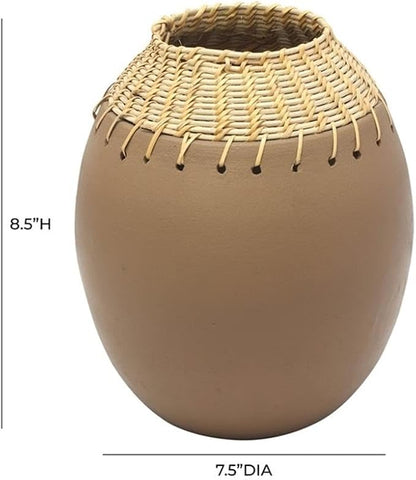 Pemberly Row Handmade Modern Transitional Natural Terracotta Vase
