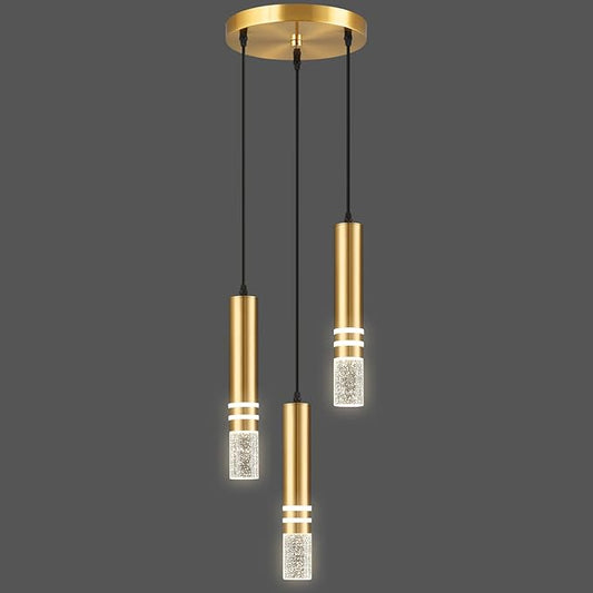 Pendant Lights Kitchen Island, Crystal Pendant Light Fixtures Mini 18W LED Modern Kitchen Pendant Lighting Over Sink and Living Room and Bedroom (Gold 3 Light)