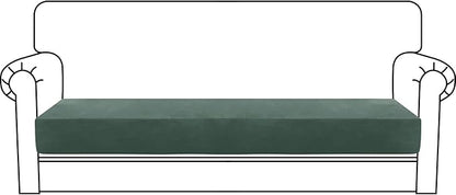 MAXIJIN Velvet Stretch Couch Cushion Covers Soft Sofa Cushion Cover Replacement Sofa Seat Cushion Slipcovers Furniture Protector with Elastic Bottom (1 Piece Sofa Cushion Cover, Pea Green)