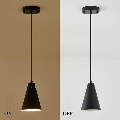Dijiahua Black Pendant Lights 3 Pack for Kitchen Island,Small Modern Industrial Chandeliers with Cone Metal Shade,Mini Adjustable Cord Hanging Lighting Fixtures for Over Sink,Bar,Dining Room