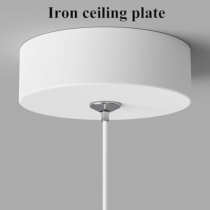 Modern White LED Pendant Light Adjustable Spherical Hanging Lamp with 3 Color Temperatures for Bedroom Bedside Living Room Decorative Iron and Resin Ceiling Fixture