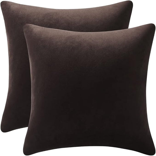 26x26 Euro Pillow Covers : 2 Pack Cozy Soft Velvet Oversized Couch Pillow Shams, Square Throw Pillow Cases for Living Room Sofa, Chocolate Brown