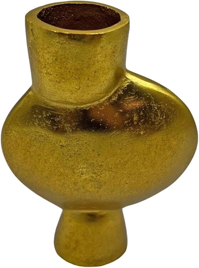 Pemberly Row 8.5" Decorative Handmade Aluminum Abstract Round Flower Vase - Gold