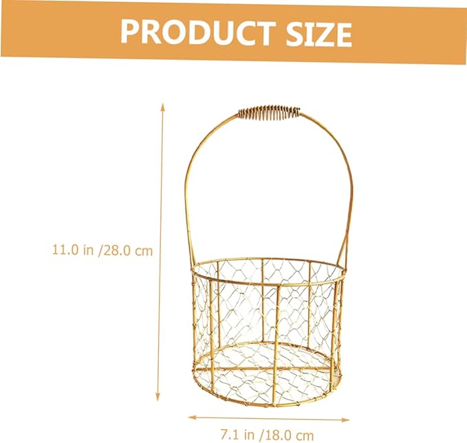 Decorative Round Wire Basket with Handle Versatile Storage for Fruits Flowers and Crafts Chic Iron Wire Basket for Weddings and Home Organization