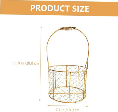Decorative Round Wire Basket with Handle Versatile Storage for Fruits Flowers and Crafts Chic Iron Wire Basket for Weddings and Home Organization