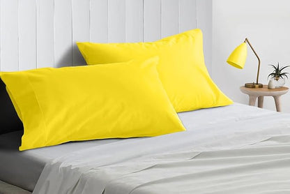 Upgrade Your Bedding Experience with The Made of 100% Cotton Pillow Cases 2 Pack Standard Pillowcases 20" x 26" Size fits Standard Pillows. Envelope Closure Yellow