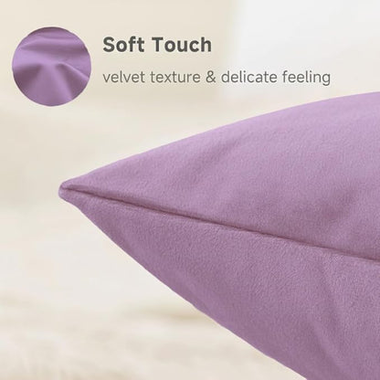 QUORGVES Light Purple Velvet Pillow Covers 12x20 Inch Set of 2, Soft Solid Decorative Lumbar Throw Pillow Covers, Decor Cushion Covers for Bed Sofa Couch Bedroom Living Room - Mauve