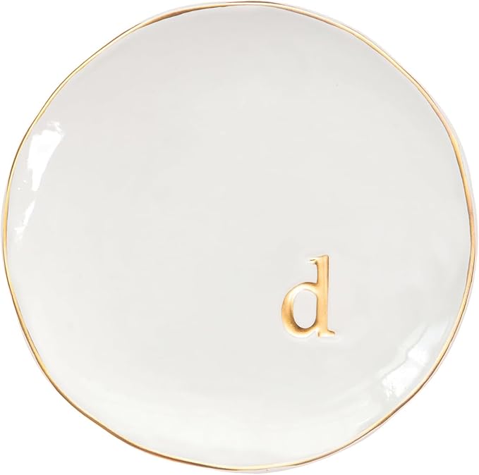 COLLECTIVE HOME - Ceramic Jewelry Tray, Decorative Trinket Dish for Rings Earrings Necklaces Bracelet Watch Keys, Birthday Mother's Day Christmas Gift for Women, 4.75", Glossy (d)