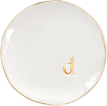 COLLECTIVE HOME - Ceramic Jewelry Tray, Decorative Trinket Dish for Rings Earrings Necklaces Bracelet Watch Keys, Birthday Mother's Day Christmas Gift for Women, 4.75", Glossy (d)