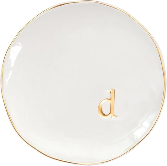 COLLECTIVE HOME - Ceramic Jewelry Tray, Decorative Trinket Dish for Rings Earrings Necklaces Bracelet Watch Keys, Birthday Mother's Day Christmas Gift for Women, 4.75", Glossy (d)