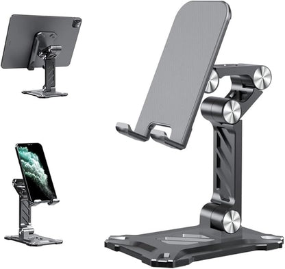 Phone Stand for Desk. Foldable Desktop Mobile Phone Stand with Angle Height Adjustable, Portable Office Cell Phone Holder, Cradle, Dock. Fits All 4.7-13in iPhone/Smartphone/iPad/Tablet.