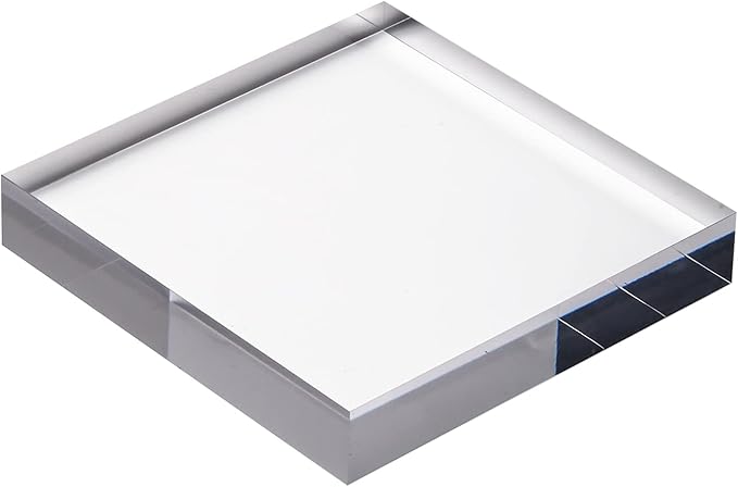 CiaoHER 1in Thickness 6in Square Acrylic Cube Display Block Clear Polished Pedestal Stand Riser Solid Base 6" x 6" x 1", 1 Pack