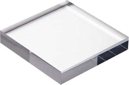 CiaoHER 1in Thickness 6in Square Acrylic Cube Display Block Clear Polished Pedestal Stand Riser Solid Base 6" x 6" x 1", 2 Pack