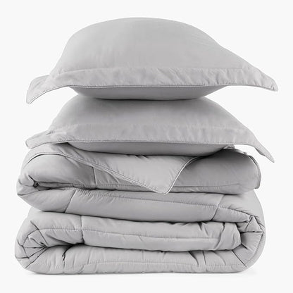 PeachSkinSheets Night Sweats: The Original 1500TC Soft Super Queen Oversized Comforter Set Brushed Silver