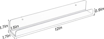 upsimples 12 Pack Vinyl Record Wall Mount Shelves, 12" Vinyl Holder for Album Record Storage & Display, Clear Acrylic Floating Shelves for Wall Decor, Kids Bookshelf, Magazine Rack, Picture Ledge