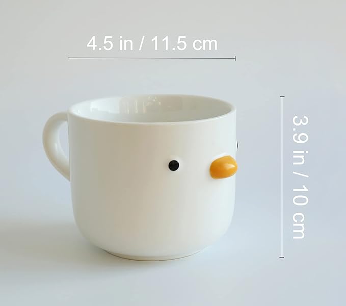 PURROOM Large Breakfast Mug, Handmade Glaze Duck Cup, 22 oz Oversized Cute Cereal Cup. For Family & Friends