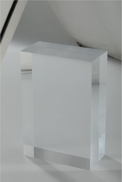 CiaoHER 2in Thickness Solid Acrylic Cube Display Block Clear Polished Pedestal Stand Riser Solid Base 2" x 4" x 6", 1 Pack