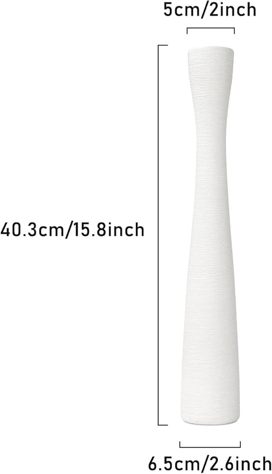 Tall White Vase 16 Inch Skinny Flower Vases, Handmade Ceramic Vase Modern Minimalist Style for Living Room, Home, Office, Centerpiece,Table, Wedding Party