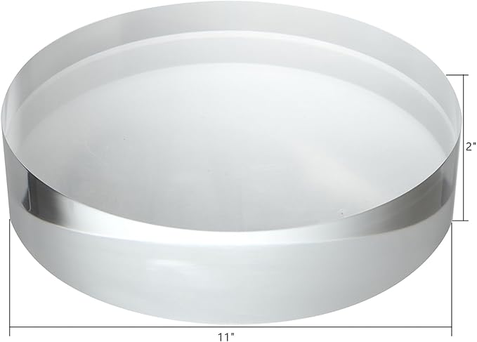 CiaoHER 2in Thickness 11in Diameter Acrylic Disc Display Block Clear Polished Round Pedestal Stand Riser 11" x 2", 1 Pack