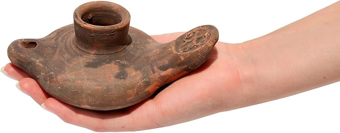Herodian Cross Oil Lamp Replica – Authentic Biblical Terracotta Lamp from The Time of Jesus – Handmade Holy Land Artifact Gift