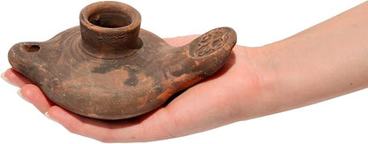 Herodian Cross Oil Lamp Replica – Authentic Biblical Terracotta Lamp from The Time of Jesus – Handmade Holy Land Artifact Gift