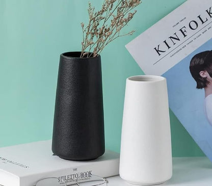 12 Inch Tall Premium Quality Ceramic Vase | Flower Vase for Home Decor | Farmhouse Decor, Desk Decor, Modern Decor, Aesthetic Room Decor, White Vase for Bohemian Decor, Pampas Vase, White