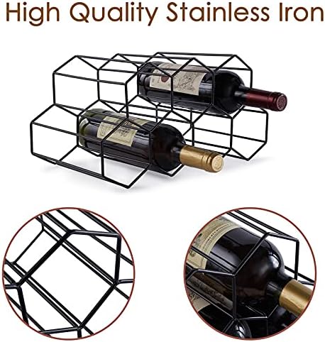 Fomanish 7 Bottle Holder - Freestanding Wine Rack, Modern Metal Tabletop Holder for Kitchen & Wine Cellar