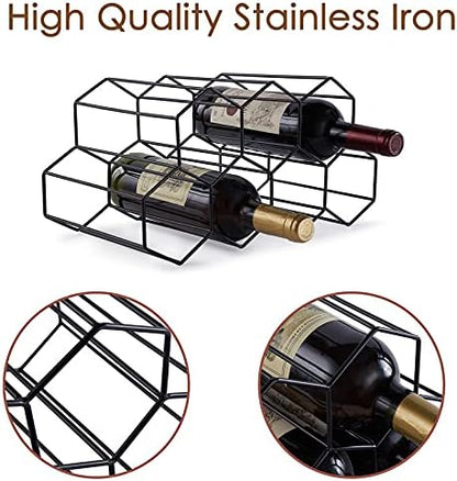Fomanish 7 Bottle Holder - Freestanding Wine Rack, Modern Metal Tabletop Holder for Kitchen & Wine Cellar