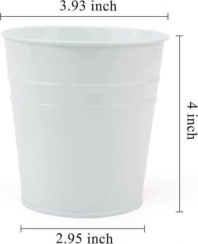 Pen Holder Cup For Desk Pencil Holder Metal Marker Pen Organizer Storage Small Tinplate Flower Pot Succulent Bucket Planters for Office Home - 2 Pack (White)