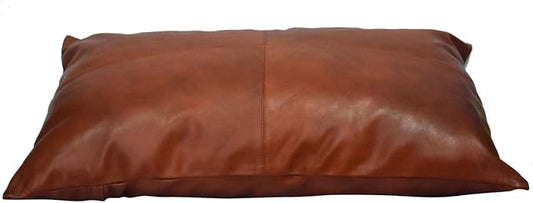 100% Lambskin Leather Pillow Cover - Sofa Cushion Case - Decorative Throw Covers for Living Room & Bedroom - 12x20 Inch - Dark Tan Pack of 1