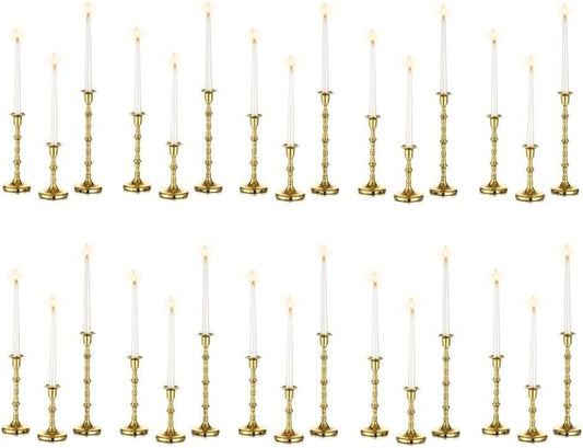 Brass Candlestick Holders Vintage: Tall Gold Taper Candle Holder Set of 30 Antique Candle Stick Holders for Christmas Wedding Centerpieve Living Room Mantle Home Decor Bridal Shower