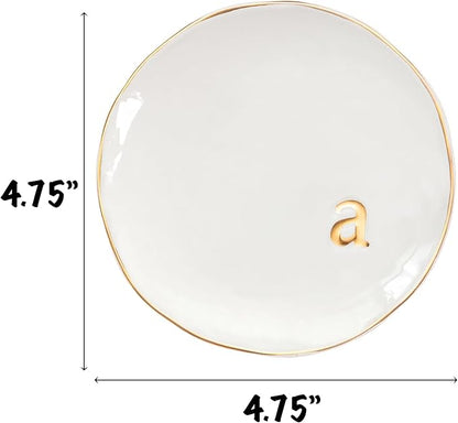 COLLECTIVE HOME - Ceramic Jewelry Tray, Decorative Trinket Dish for Rings Earrings Necklaces Bracelet Watch Keys, Birthday Mother's Day Christmas Gift for Women, 4.75", Glossy (a)