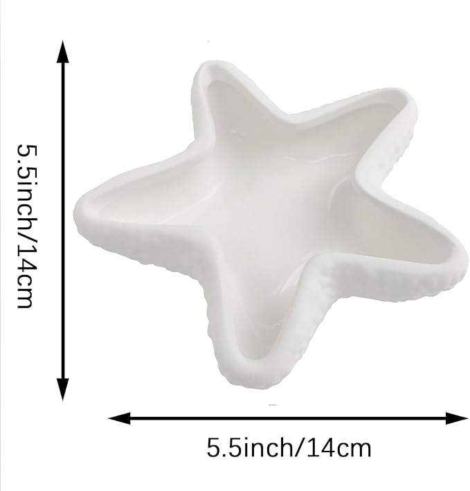 Ceramic Starfish Shell Jewelry Holder Jewelry Tray White Jewelry Dish Tray Ring Holder Trinket Dish Jewelry Plate Decorative Tray Key Bowl for Jewelry Christmas Room Beach Ocean Coastal Decor