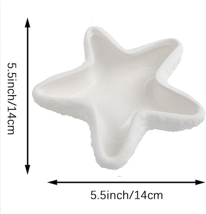 Ceramic Starfish Shell Jewelry Holder Jewelry Tray White Jewelry Dish Tray Ring Holder Trinket Dish Jewelry Plate Decorative Tray Key Bowl for Jewelry Christmas Room Beach Ocean Coastal Decor