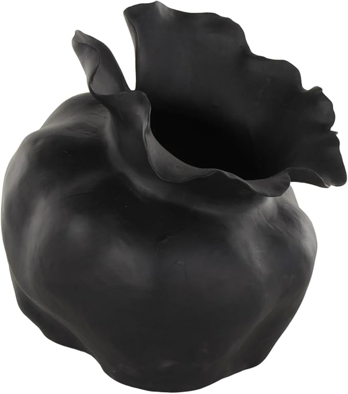 Deco 79 Ceramic Abstract Decorative Vase Floral Inspired Centerpiece Vase, Flower Vase for Home Decoration 12" x 13" x 13", Black