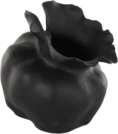 Deco 79 Ceramic Abstract Decorative Vase Floral Inspired Centerpiece Vase, Flower Vase for Home Decoration 12" x 13" x 13", Black