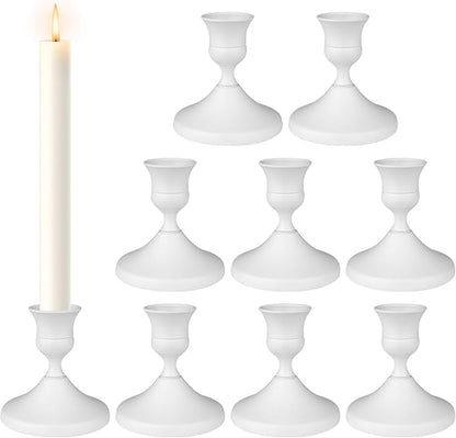 Candle Holders White Set of 9, Vintage Metal Candlestick Holders for Dinner Room Table Centerpiece, Small Metal Candles Sticks for Wedding Centerpieces Christmas Birthday Party (9, White)