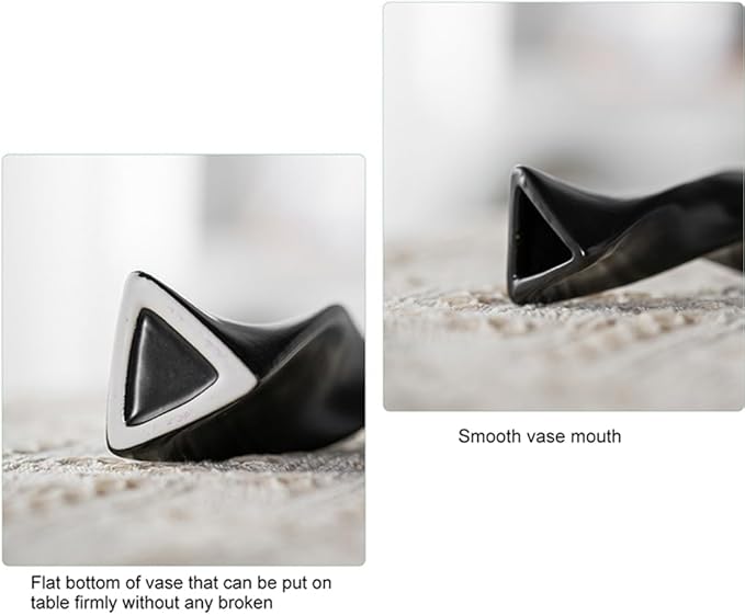 Bud Vase Small Ceramic Bud Vase Single Flower Stem Vase for Modern Home Decor for Centerpieces Twist Minimalism Style Vase Home Decorative Floral Centerpiece for Wedding and Office (Black)