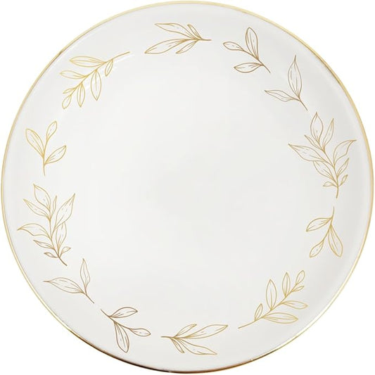 Sweet Water Decor Jewelry Dish, Ceramic Trinket Tray with Gold Foil Leaf Design, 3” Ring Holder for Earrings and Small Keepsakes, Elegant Gift for Bridesmaids, Weddings, Anniversaries, Birthdays